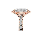 Emerald Cut Floral Petal Engagement Ring Setting | Petal Accents | Rose Gold