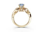 Cushion Cut Swirl Engagement Ring Setting for a Fancy Blue Lab-Grown Diamond | Yellow Gold