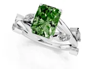 Radiant Cut Twisted Vine Engagement Ring Setting for a Fancy Green Lab-Grown Diamond | Marquise Leaves | Sterling Silver