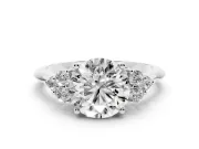 Round Cluster Accent Engagement Ring Setting | Plain Band | Platinum