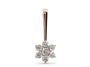 Round Lab-Grown Diamond Flower Cluster Pendant Necklace | Grooved Bail | Rose Gold
