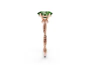 Fancy Green Oval Cut Diamond Solitaire Ring Set in Rose gold with Twisted Band and Bead Prong Setting
