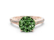 Round Pave Solitaire Engagement Ring Setting for a Fancy Green Lab-Grown Diamond | Sweeping Shoulders | Rose Gold
