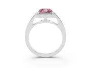 Fancy Pink Princess Cut Diamond Halo Pavé Engagement Ring Set in Silver with Bezel Setting