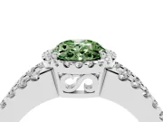 Fancy Green Oval Cut Diamond Halo Ring Set in Silver with Pavé Split Shank and Prong Setting