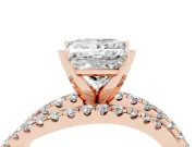 Princess Cut Diamond Solitaire Twist Band Ring Set in Rose gold with Pavé Setting and Prong Head