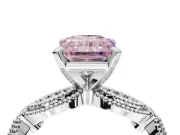 Radiant Cut Vintage Milgrain Engagement Ring Setting for a Fancy Pink Lab-Grown Diamond | Graduated Stations | Platinum