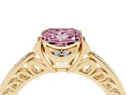 Princess Cut Floral Pavé Engagement Ring Setting for a Fancy Pink Lab-Grown Diamond | Yellow Gold
