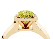 Radiant Cut Halo Engagement Ring Setting for a Fancy Yellow Lab-Grown Diamond | Knife-Edge Band | Yellow Gold