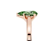 Fancy Green Pear Cut Diamond Solitaire Ring Set in Rose gold with Prong Setting and Classic Band