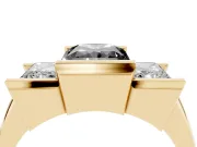 Radiant Cut Channel-Set Three Stone Engagement Ring Setting for a Black Center | Yellow Gold