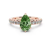 Pear-Shaped Pavé Engagement Ring Setting for a Fancy Green Lab-Grown Diamond | Rose Gold