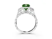 Fancy Green Princess Cut Diamond Three-Stone Ring Set in White gold with Braided Band