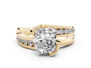 Radiant Cut Graduated Channel Bypass Engagement Ring Setting | Split Shank | Yellow Gold