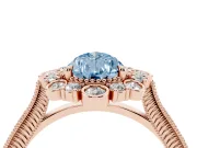 Pear-Shaped Scalloped Halo Engagement Ring Setting for a Fancy Blue Lab-Grown Diamond | Milgrain Edges | Rose Gold