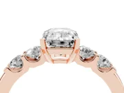 Emerald Cut Five Stone Engagement Ring Setting | Prong-Set Side Stones | Rose Gold