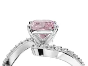 Cushion Cut Bypass Pavé Engagement Ring Setting for a Fancy Pink Lab-Grown Diamond | Platinum