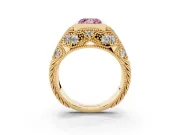 Princess Cut Vintage Bezel Engagement Ring Setting for a Fancy Pink Lab-Grown Diamond | Yellow Gold