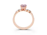 Oval Floral Side Stone Engagement Ring Setting for a Fancy Pink Lab-Grown Diamond | Rose Gold