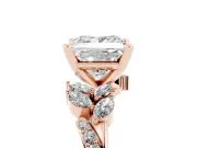 Princess Cut Diamond Solitaire Ring Set in Rose gold with Marquise Twist Band and Prong Setting