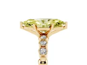 Fancy Yellow Marquise Cut Diamond Solitaire Engagement Ring Set in Yellow gold with Bezel Accents on Beaded Band