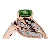 Radiant Cut Bypass Hidden Halo Engagement Ring Setting for a Fancy Green Lab-Grown Diamond | Graduated Pavé | Rose Gold