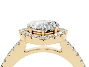 Heart-Shaped Halo Engagement Ring Setting | Single Row Pavé Band | Yellow Gold