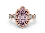 Marquise Floral Engagement Ring Setting for a Fancy Pink Lab-Grown Diamond | Petal Frame | Rose Gold