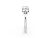 Princess Cut Side Stone Engagement Ring Setting | Triangle Side Clusters | Sterling Silver