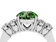 Round Close Set Five Stone Engagement Ring Setting for a Fancy Green Lab-Grown Diamond | Platinum