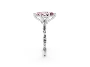 Fancy Pink Marquise Cut Diamond Solitaire Ring Set in White gold with Twisted Band and Bead Prong Setting