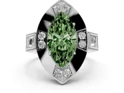 Fancy Green Marquise Cut Diamond Milgrain Halo Ring Set in Silver with Split Shank
