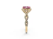 Radiant Cut Milgrain Halo Engagement Ring Setting for a Fancy Pink Lab-Grown Diamond | Graduated Shoulders | Yellow Gold