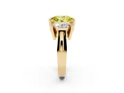Fancy Yellow Oval Cut Diamond Three-Stone Channel Set Ring Set in Yellow gold with Smooth Polished Band