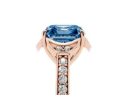 Asscher Cut Floral Pavé Engagement Ring Setting for a Fancy Blue Lab-Grown Diamond | Rose Gold