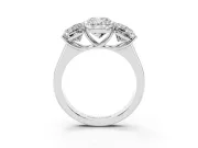 Cushion Cut Three Stone Engagement Ring Setting | Basket Prong Heads | Platinum