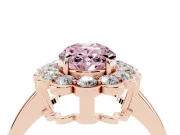 Oval Scalloped Cluster Halo Engagement Ring Setting for a Fancy Pink Lab-Grown Diamond | Plain Band | Rose Gold