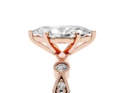 Marquise Vintage Milgrain Solitaire Engagement Ring Setting | Bezel Accents | Rose Gold