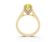 Fancy Yellow Cushion Cut Diamond Solitaire Pavé Engagement Ring Set in Yellow gold with Prong Setting