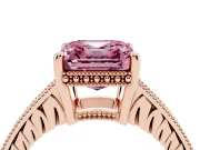 Asscher Cut Engraved Engagement Ring Setting for a Fancy Pink Lab-Grown Diamond | Rose Gold