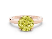 Fancy Yellow Round Cut Diamond Solitaire Ring Set in Rose gold with Prong Head and Smooth Polished Band