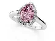 Pear-Shaped Halo Engagement Ring Setting for a Fancy Pink Lab-Grown Diamond | Plain Polished Band | Platinum