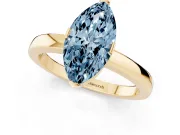 Marquise Solitaire Engagement Ring Setting for a Fancy Blue Lab-Grown Diamond | Flat Tab Prongs | Yellow Gold