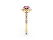 Cushion Cut Scalloped Halo Engagement Ring Setting for a Fancy Pink Lab-Grown Diamond | Single Row Pave | Yellow Gold