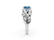 Asscher Cut Leaf Bypass Engagement Ring Setting for a Fancy Blue Lab-Grown Diamond | Sterling Silver