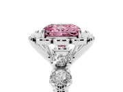 Radiant Cut Floral Engagement Ring Setting for a Fancy Pink Lab-Grown Diamond | Petal Frame | Sterling Silver