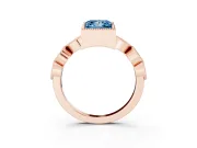 Fancy Blue Princess Cut Diamond Vintage-Inspired Milgrain Ring Set in Rose gold with Marquise Stations of Round Accents