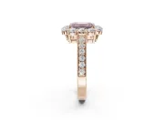 Emerald Cut Vintage Halo Engagement Ring Setting for a Fancy Pink Lab-Grown Diamond | Rose Gold