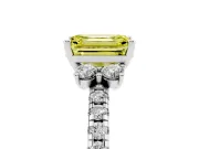 Emerald Cut Side Stone Engagement Ring Setting for a Fancy Yellow Lab-Grown Diamond | Pave Band | Sterling Silver