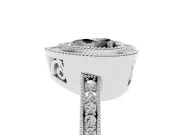 Fancy Black Heart Cut Diamond Round Halo Ring Set in Platinum with Pavé Band